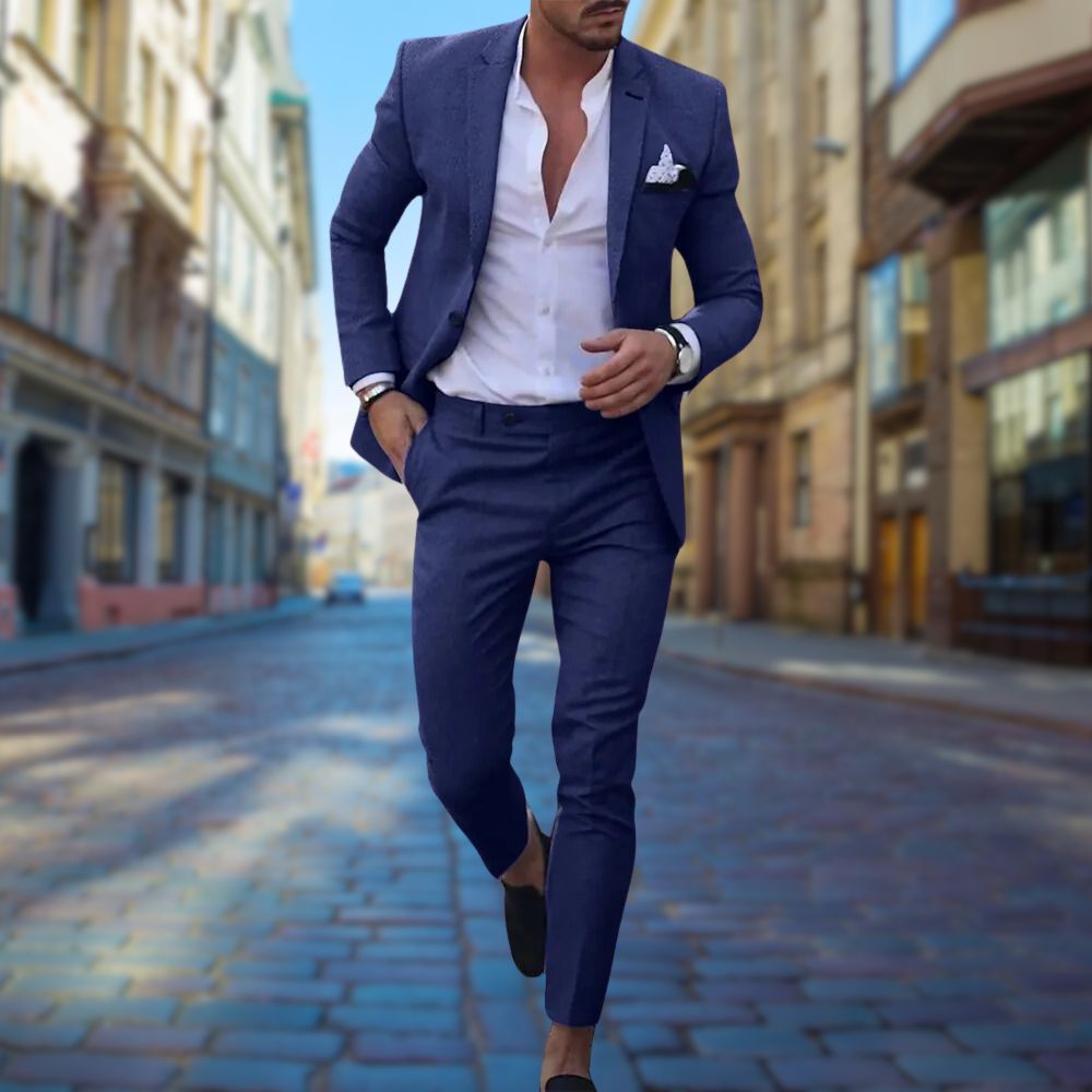 Men's Slim Fit Textured Two-Piece Formal Suit