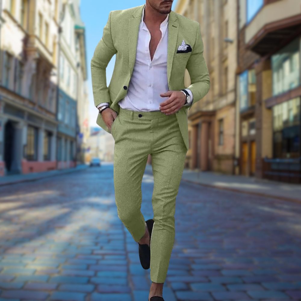 Men's Slim Fit Textured Two-Piece Formal Suit