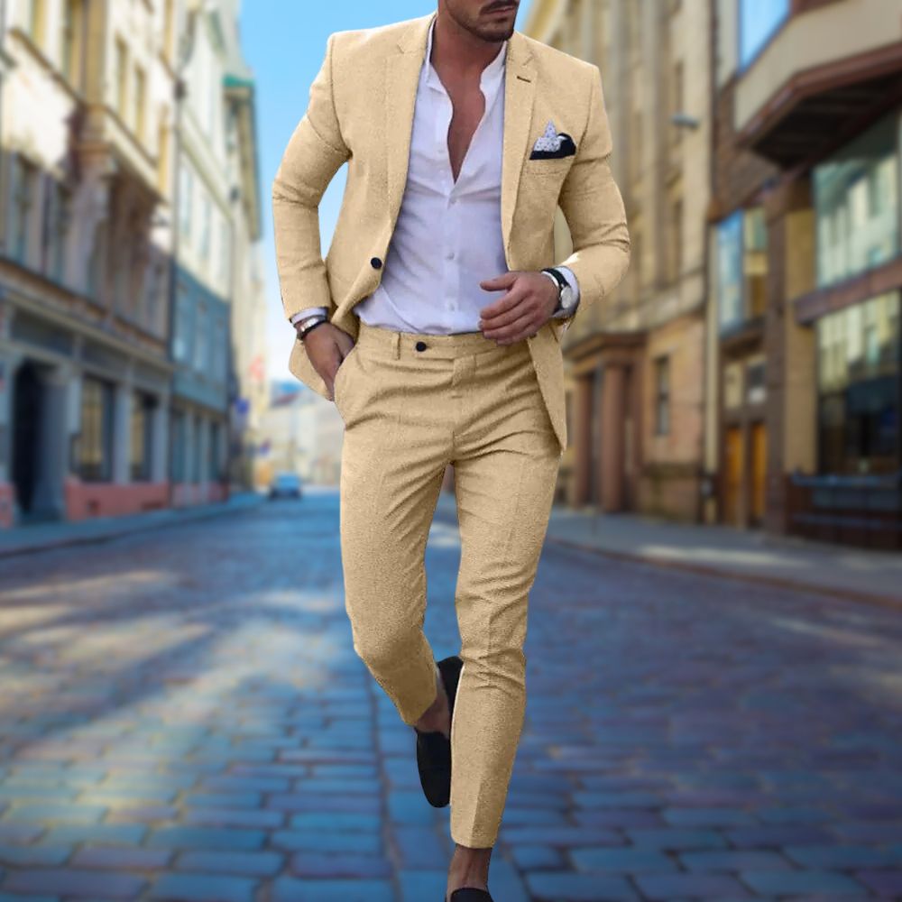 Men's Slim Fit Textured Two-Piece Formal Suit