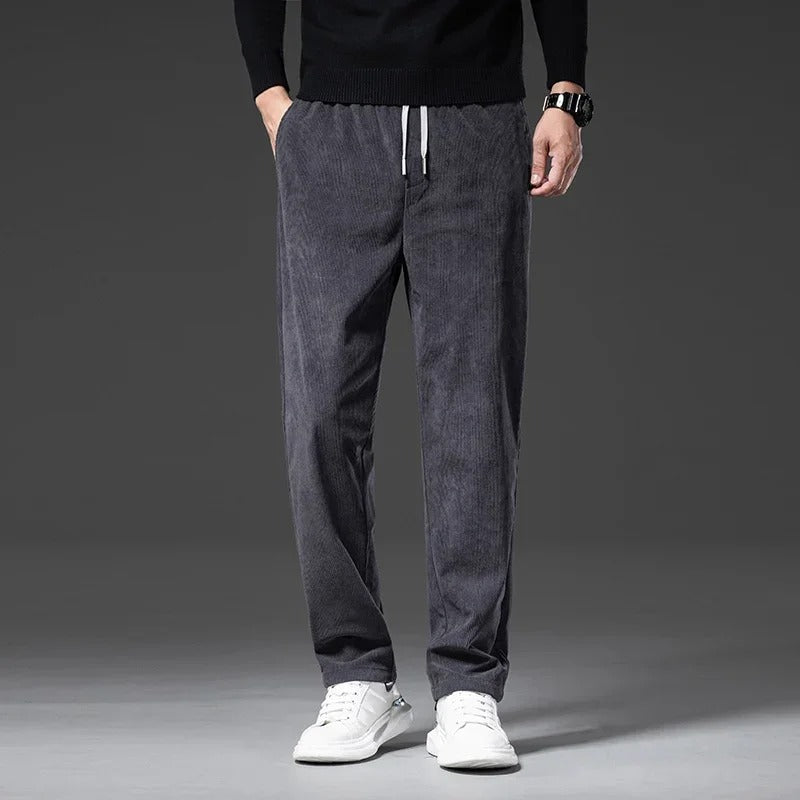 Men's Slim Fit Drawstring Corduroy Trousers