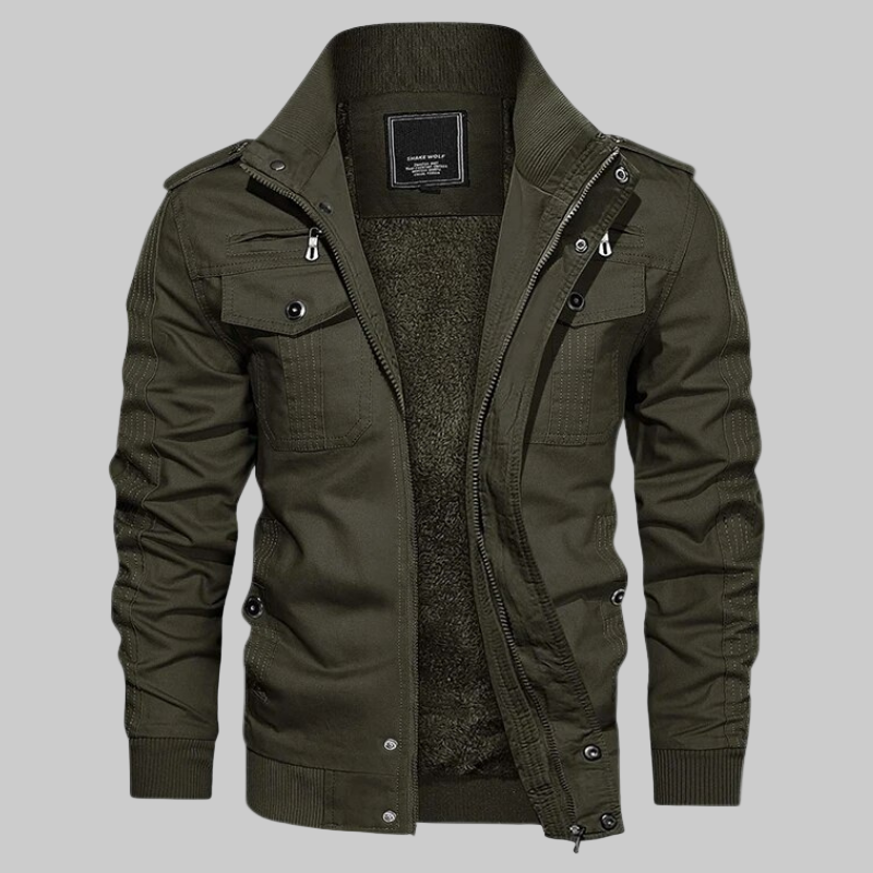 Men's Slim Fit Military Style Fleece Lined Winter Jacket
