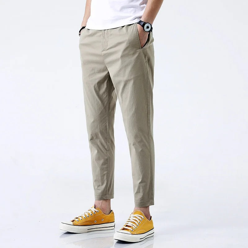 Men's Straight Fit Cropped Ankle Chino Trousers