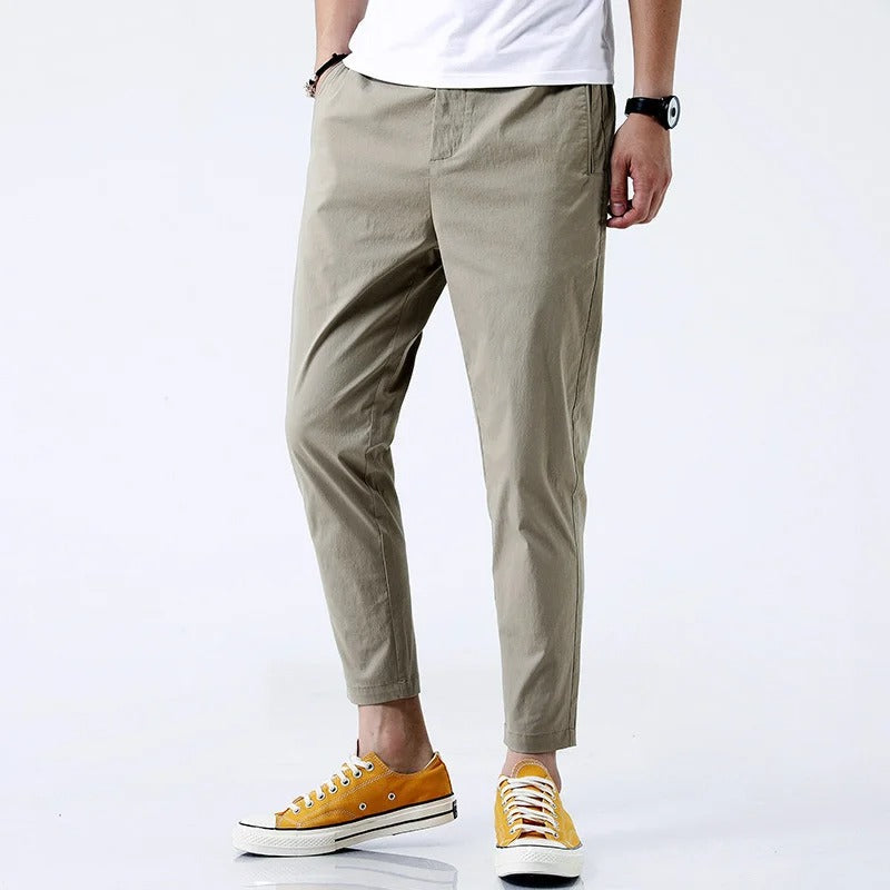 Men's Straight Fit Cropped Ankle Chino Trousers
