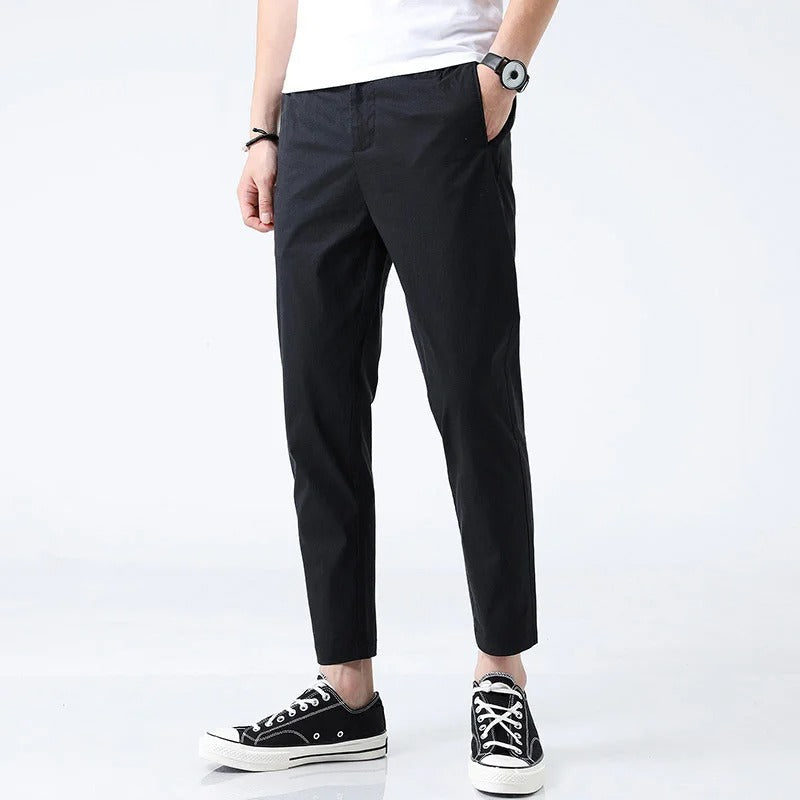 Men's Straight Fit Cropped Ankle Chino Trousers
