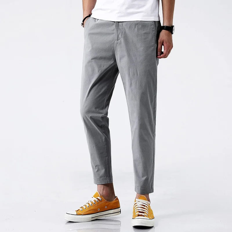 Men's Straight Fit Cropped Ankle Chino Trousers