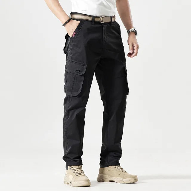 Men's Straight-Leg Cargo Trousers with Flap Pockets