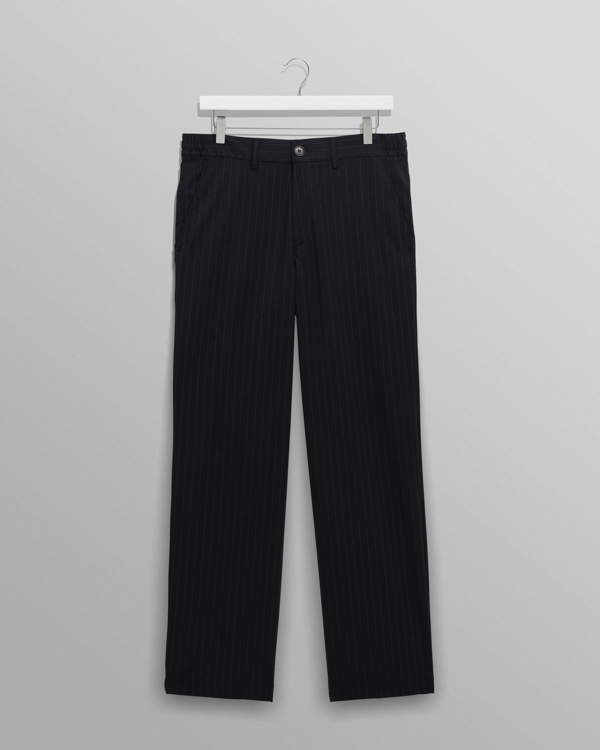 Men's Pinstripe Straight-Leg Trousers in Navy