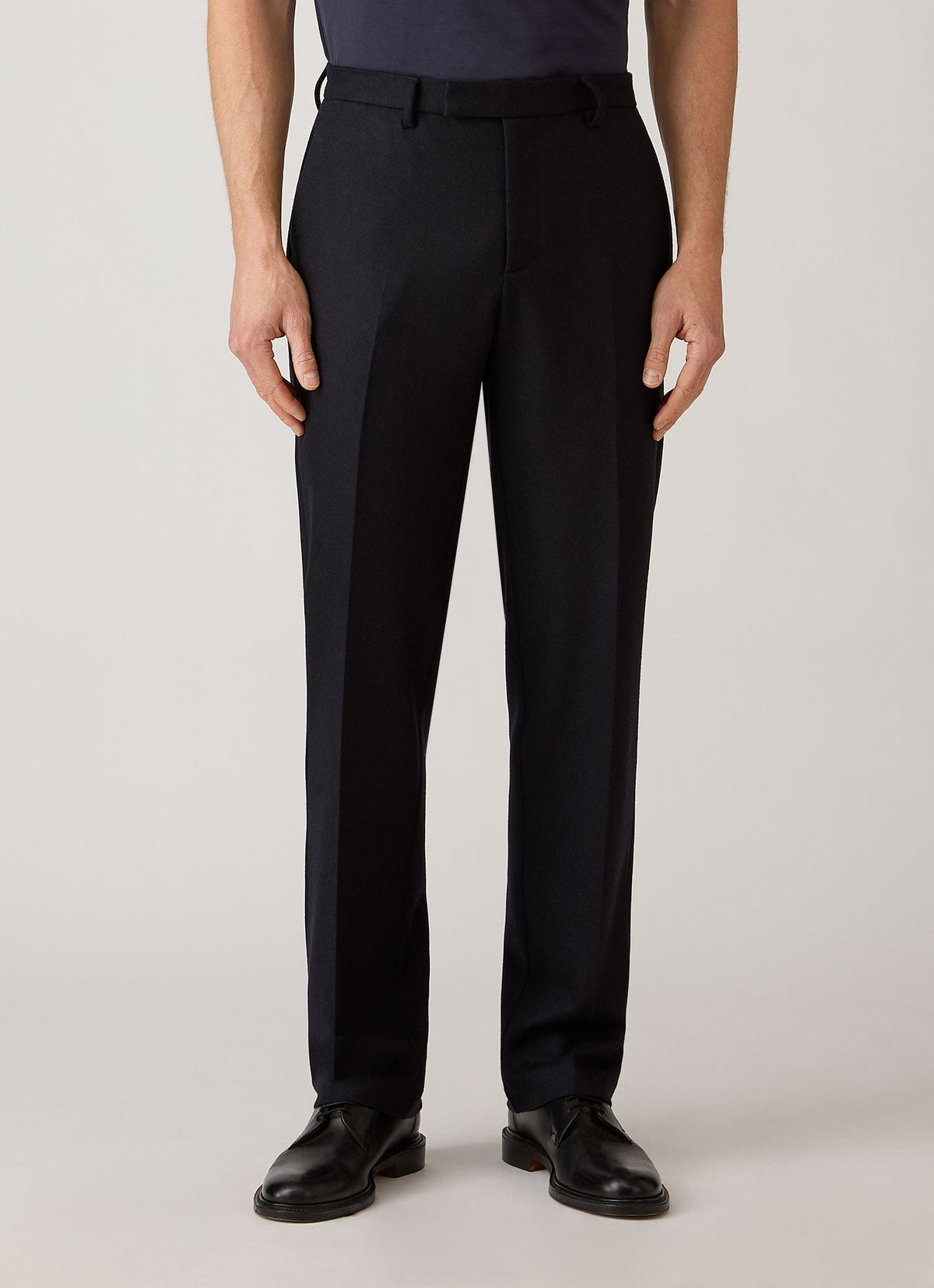 Men's Straight-Leg Tailored Wool-Look Trousers in Navy