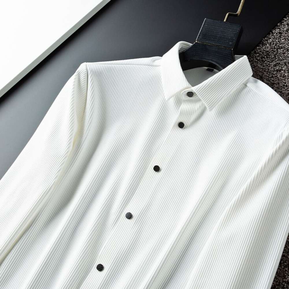 Men's Textured Stripe Long Sleeve Shirt