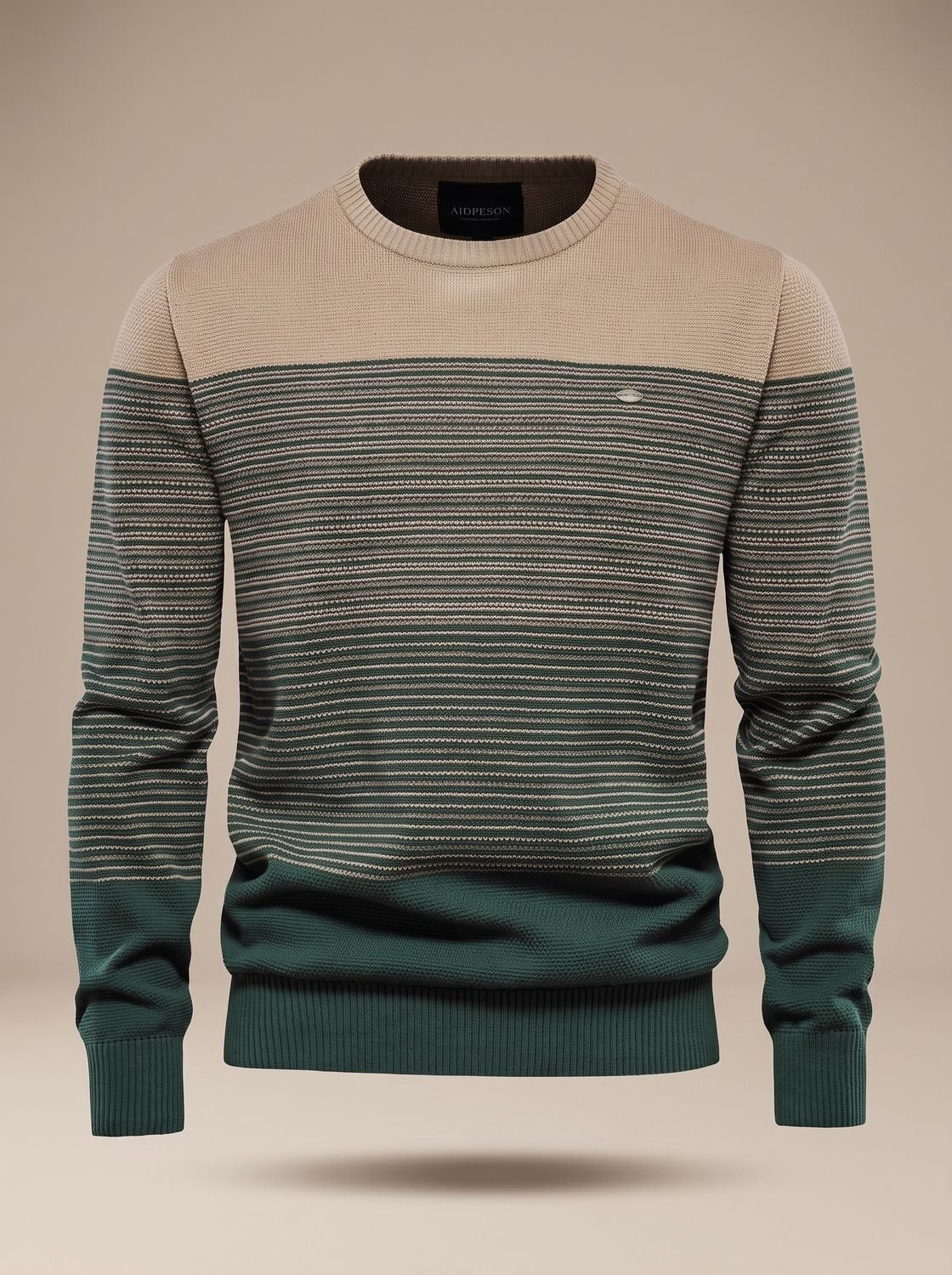 Men's Striped Colour Block Crew Neck Jumper
