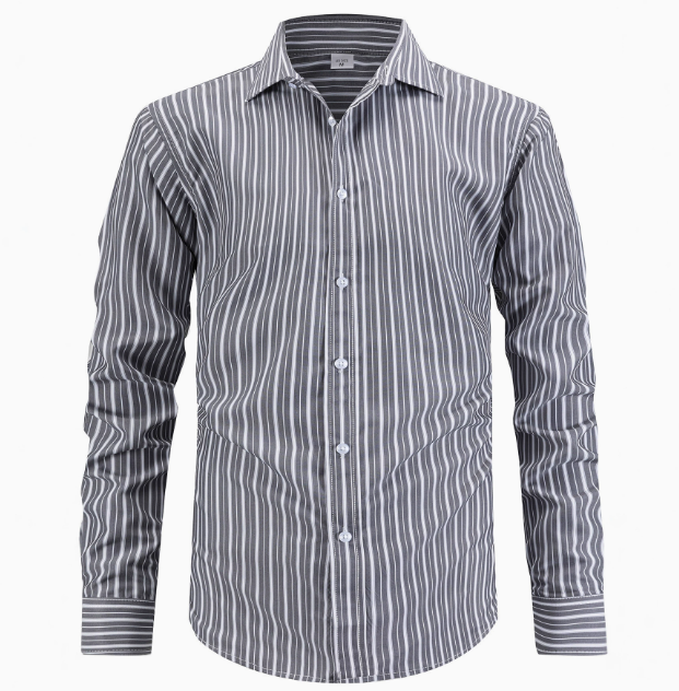 Men's Vertical Striped Long Sleeve Shirt