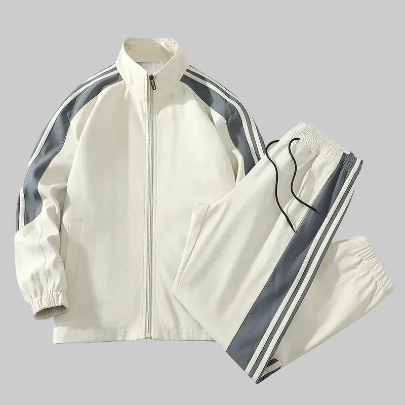 Men's Striped Zip-Up Tracksuit Set