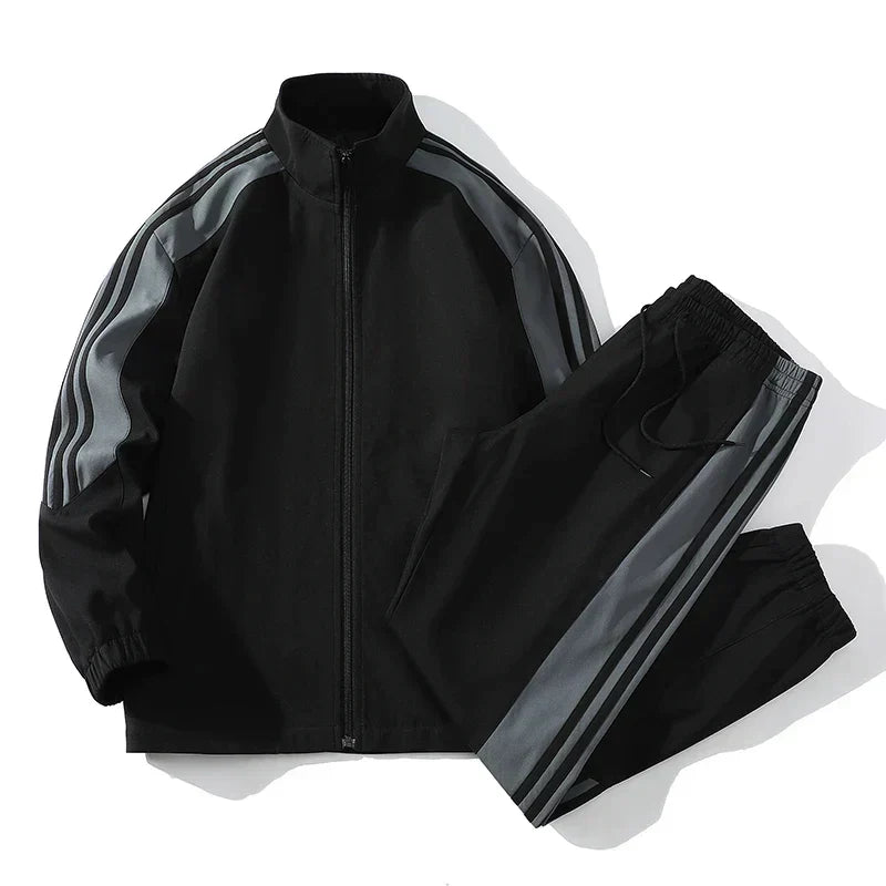 Men's Striped Zip-Up Tracksuit Set