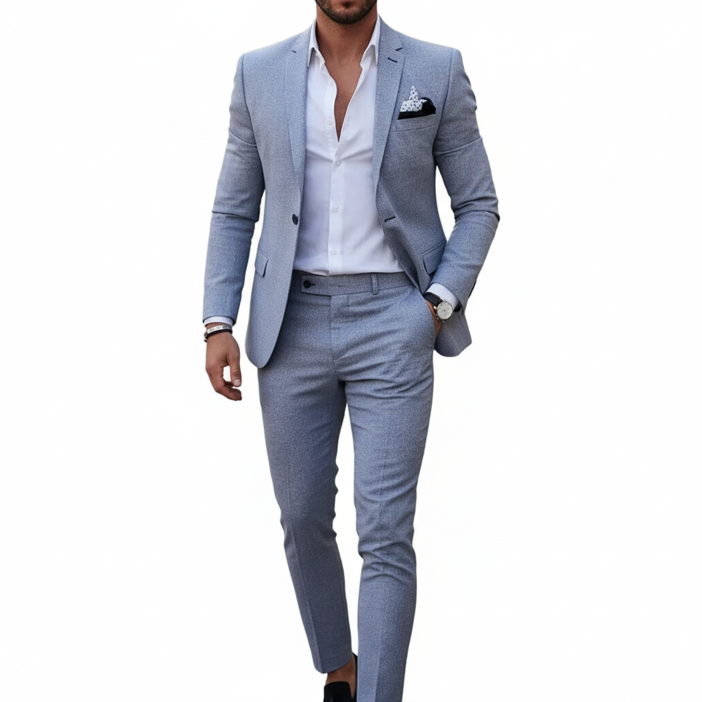 Men's Tailored Notch Lapel Formal Suit for Work & Events