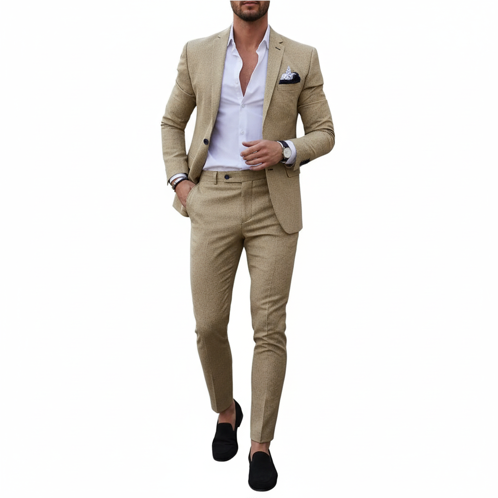 Men's Tailored Notch Lapel Formal Suit for Work & Events