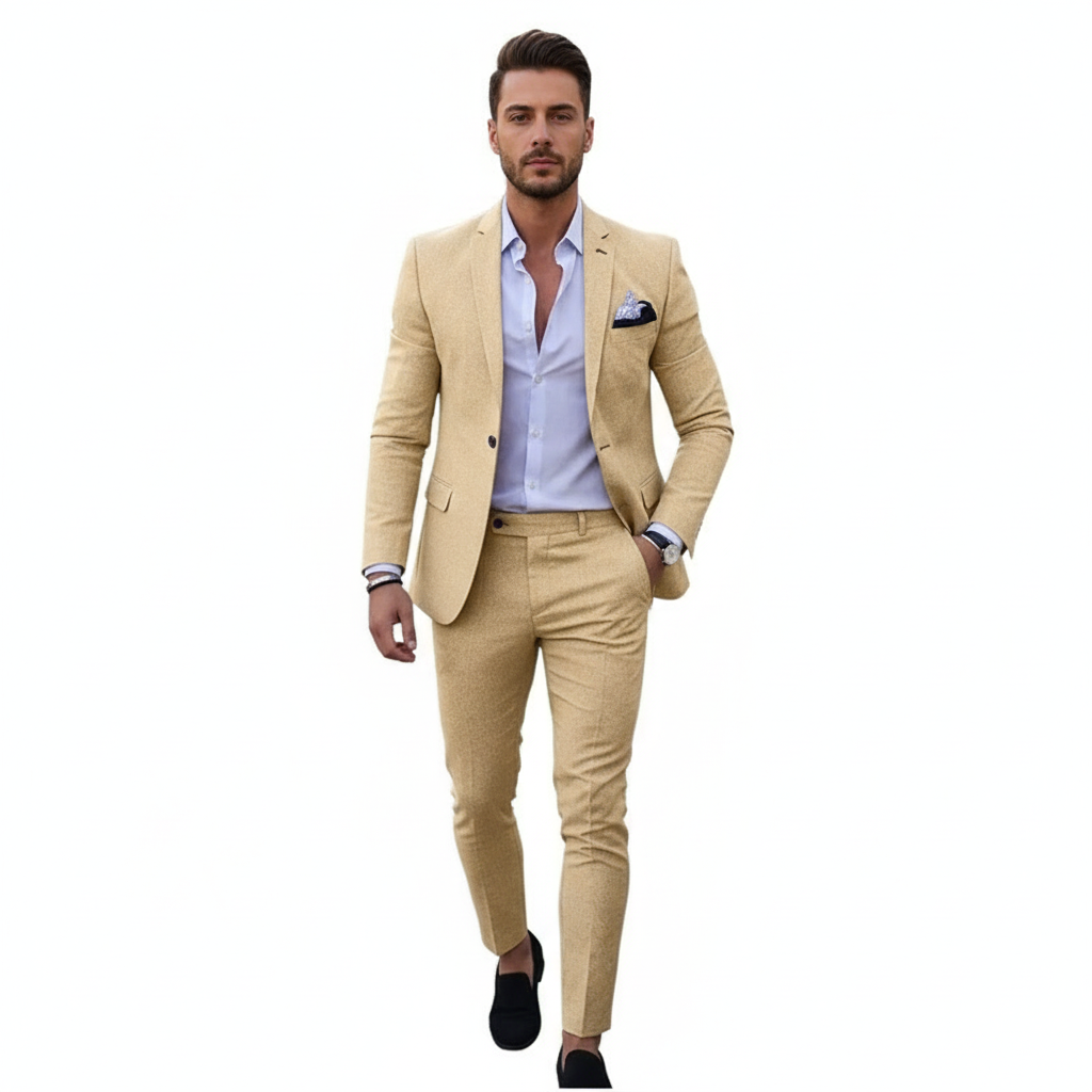 Men's Tailored Notch Lapel Formal Suit for Work & Events