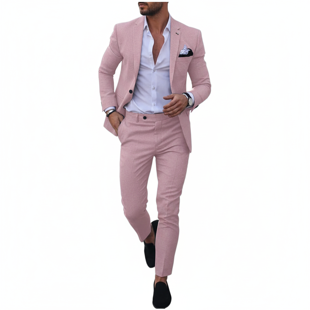Men's Tailored Notch Lapel Formal Suit for Work & Events