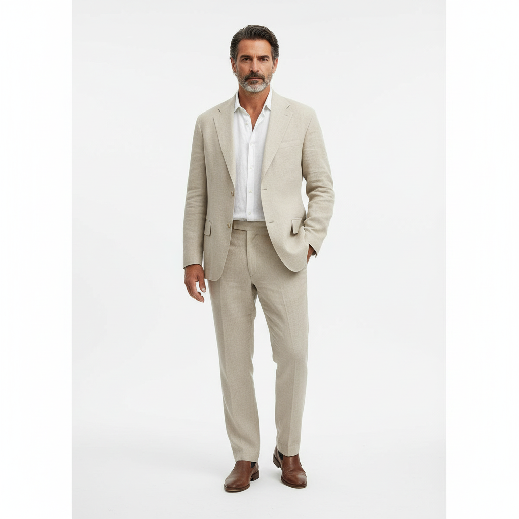 Men's Notch Lapel Two-Piece Suit for Beach Weddings