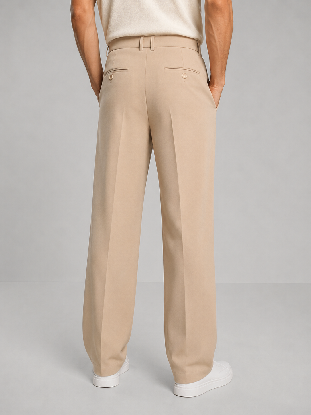 Men's Front Pleated Straight Leg Tailored Trousers