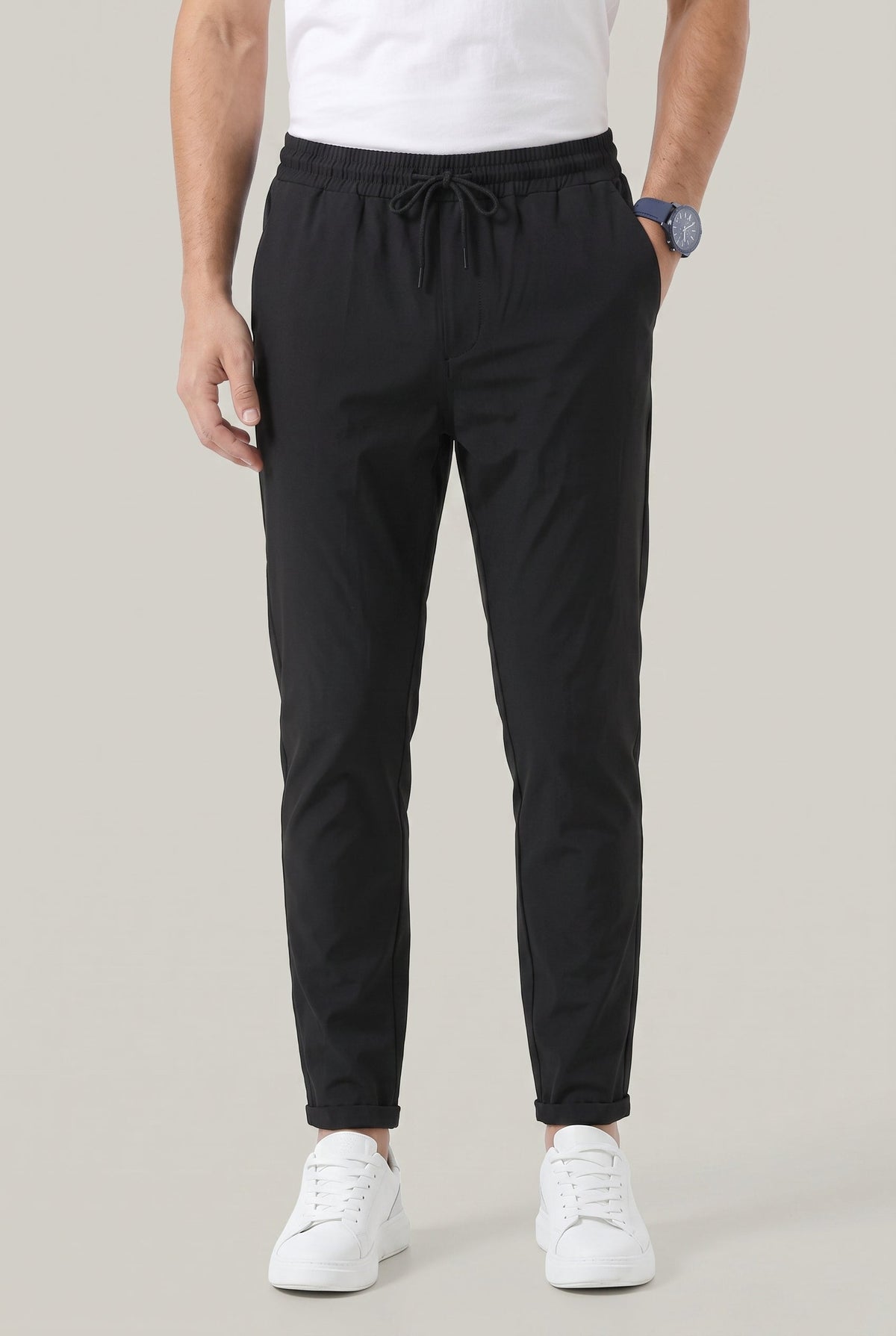 Men's Tapered Elastic Waist Drawstring Trousers
