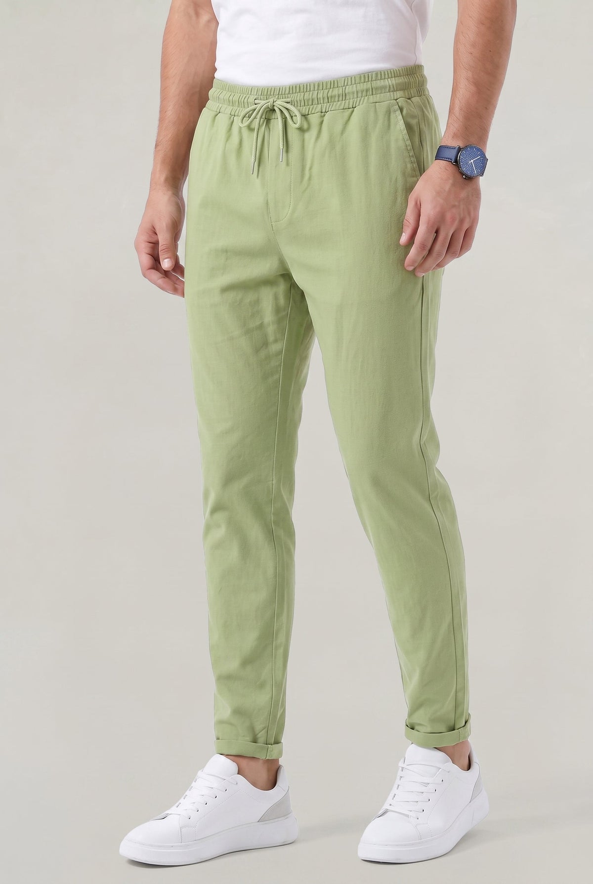 Men's Tapered Elastic Waist Drawstring Trousers