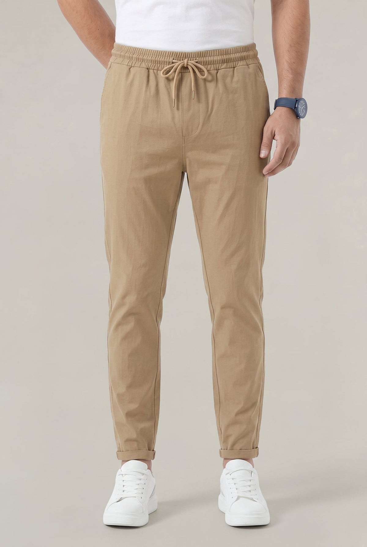 Men's Tapered Elastic Waist Drawstring Trousers