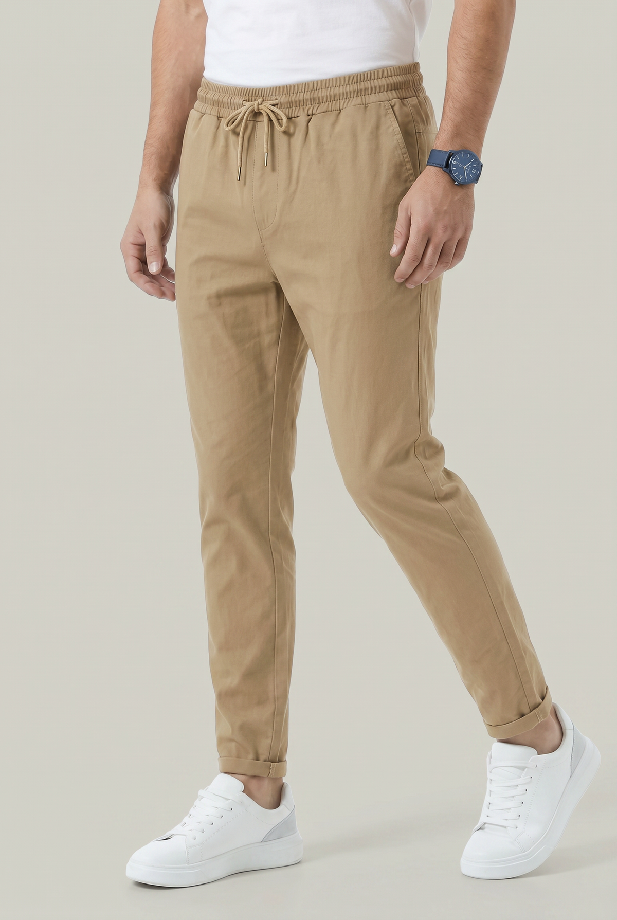 Men's Tapered Elastic Waist Drawstring Trousers