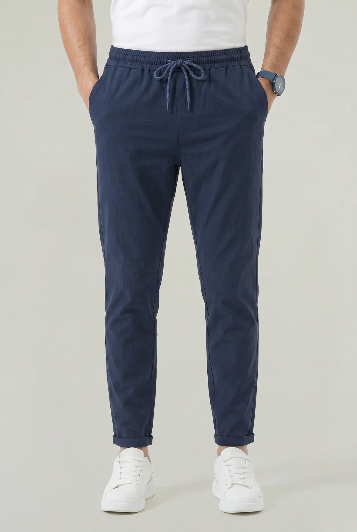 Men's Tapered Elastic Waist Drawstring Trousers