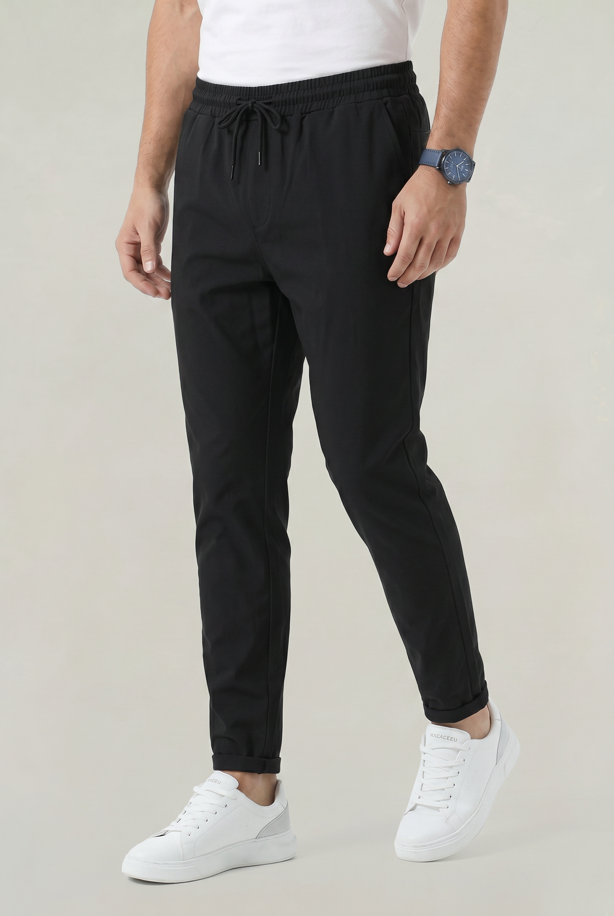 Men's Tapered Elastic Waist Drawstring Trousers