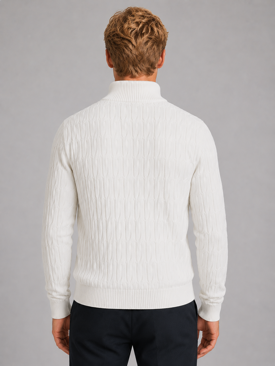 Men's Textured Knit Quarter-Zip Jumper