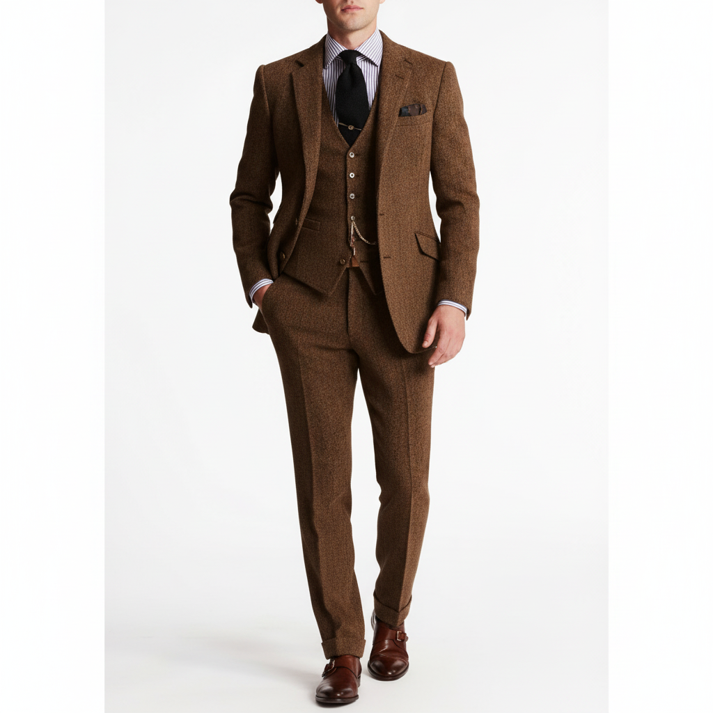 Men's Vintage Style Three-Piece Notch Lapel Suit