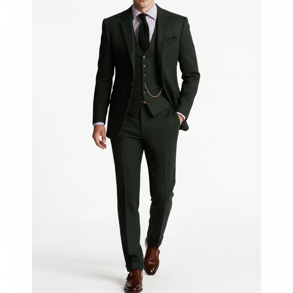 Men's Vintage Style Three-Piece Notch Lapel Suit