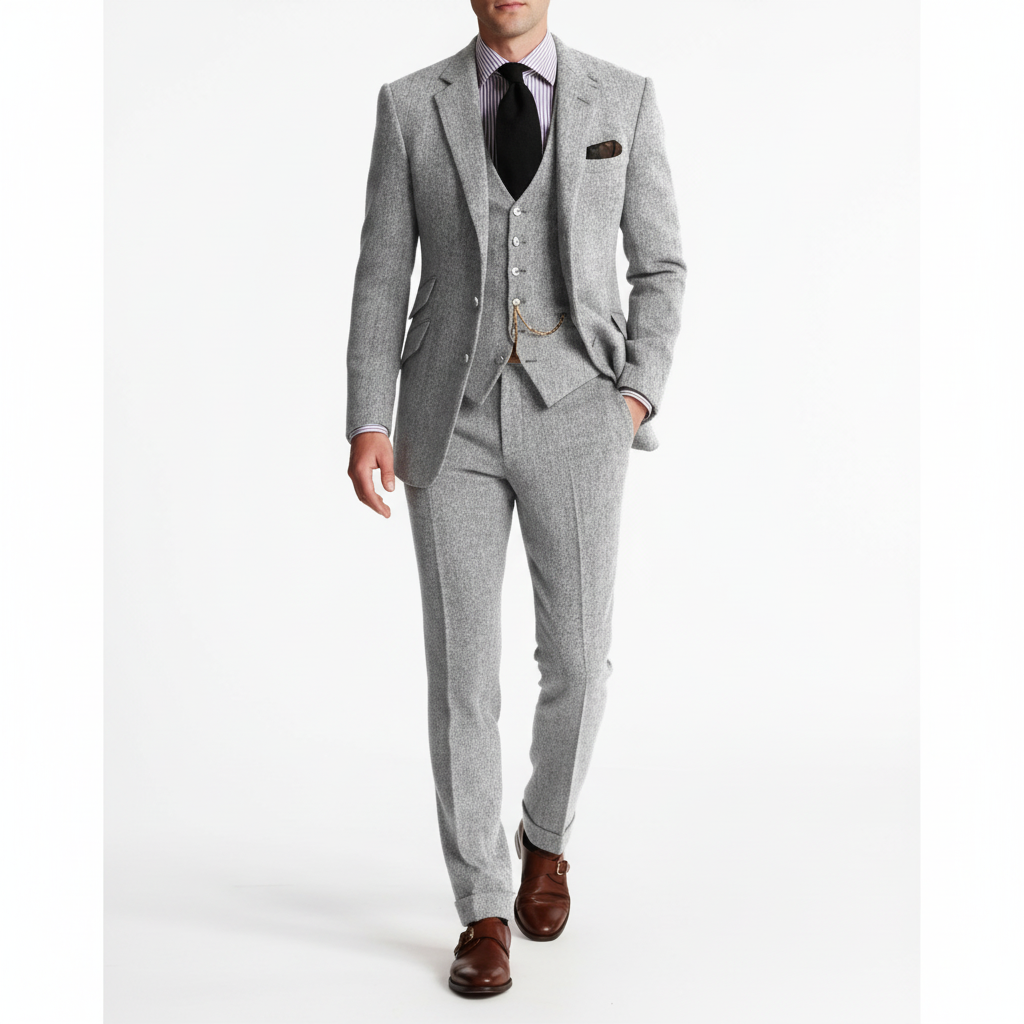 Men's Vintage Style Three-Piece Notch Lapel Suit