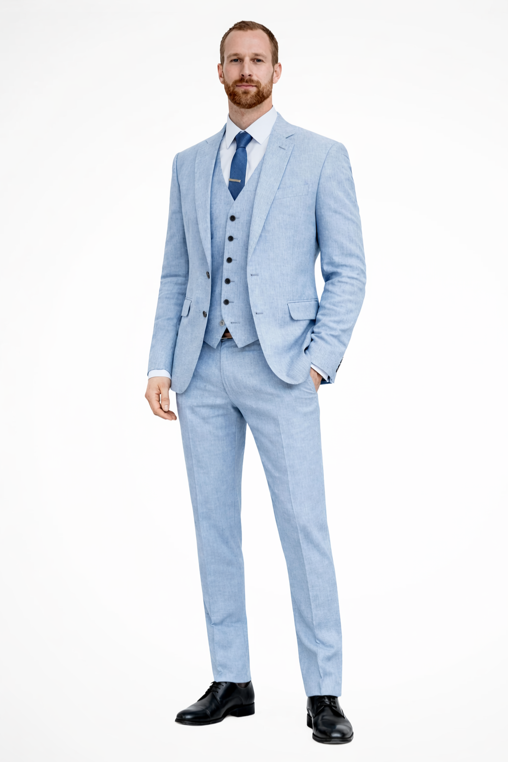 Men's Tailored Three-Piece Formal Suit with Waistcoat
