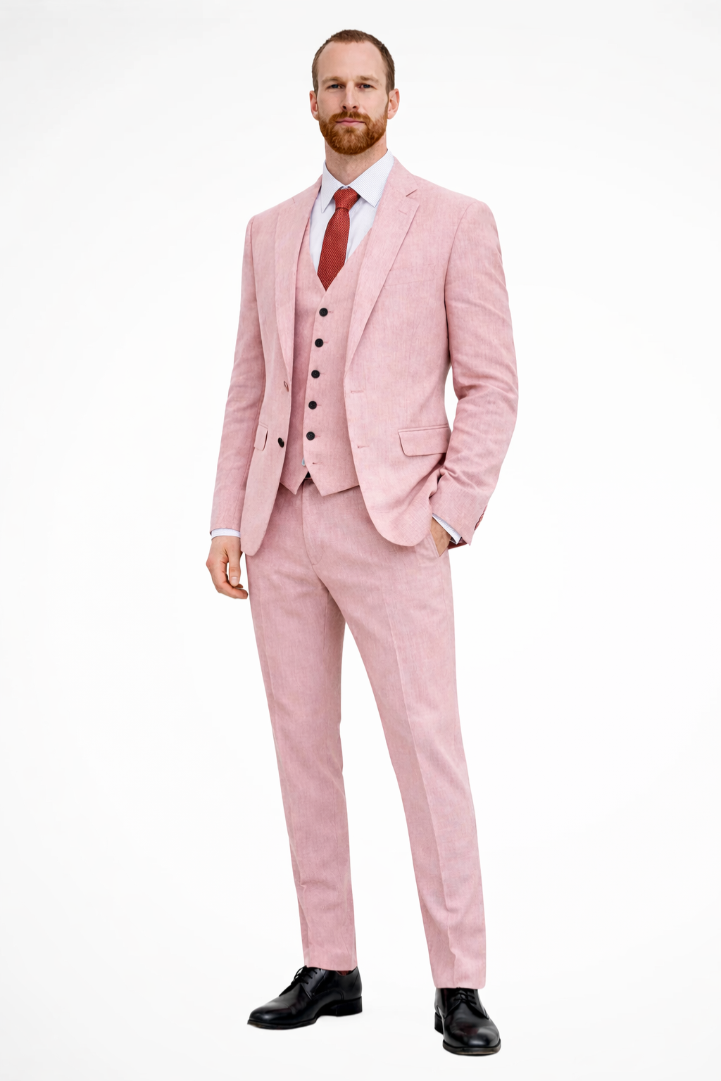 Men's Tailored Three-Piece Formal Suit with Waistcoat