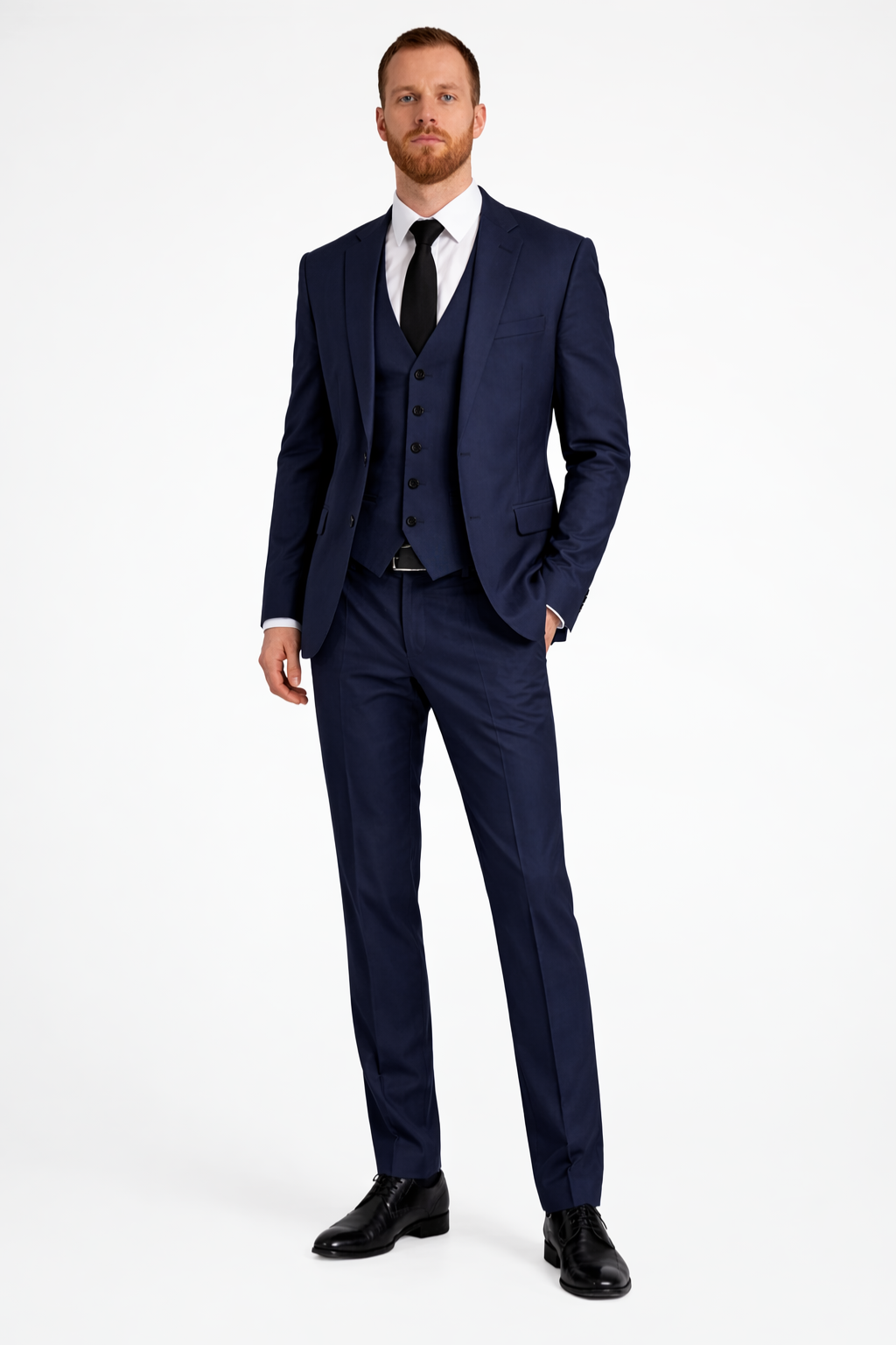 Men's Tailored Three-Piece Formal Suit with Waistcoat