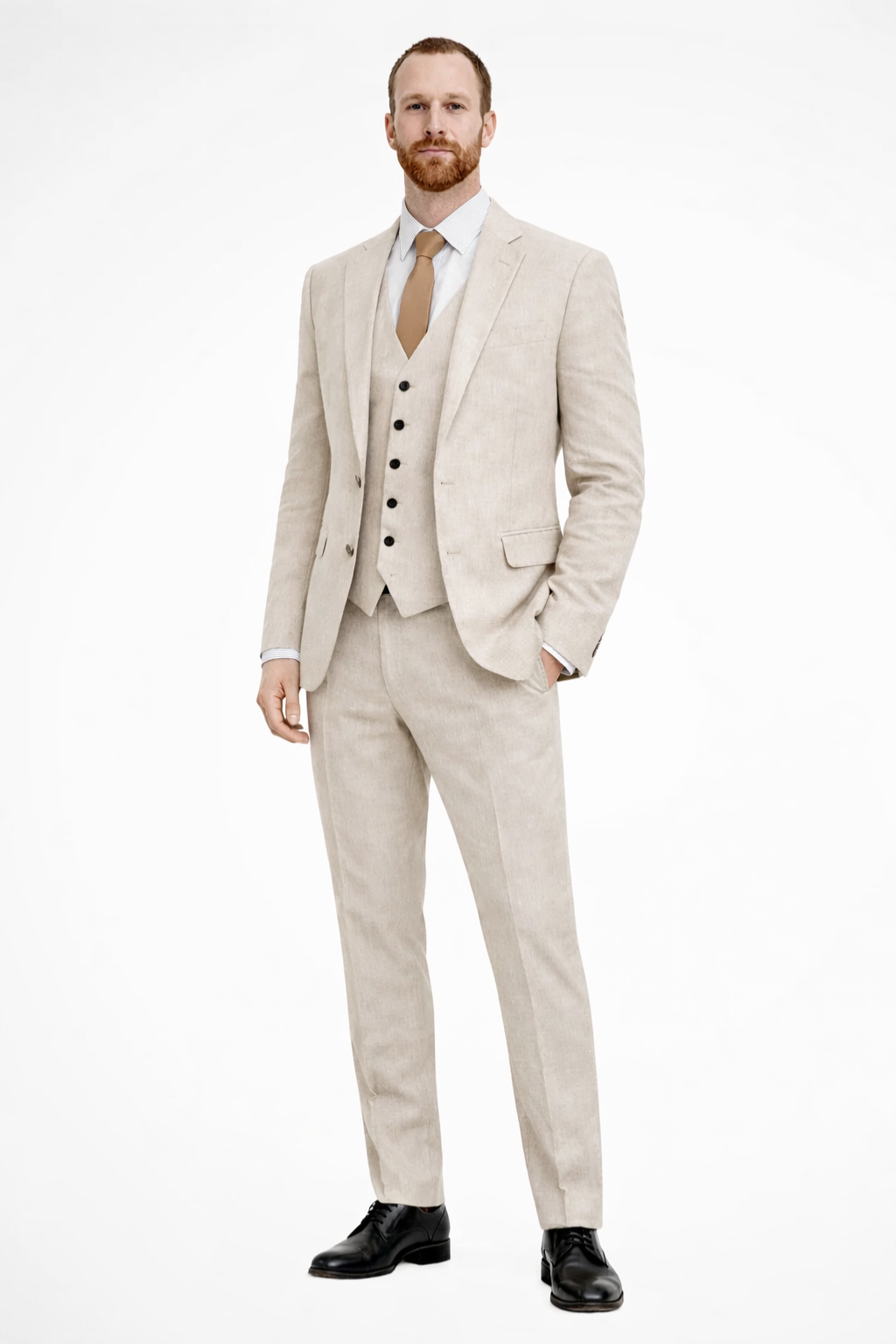 Men's Tailored Three-Piece Formal Suit with Waistcoat