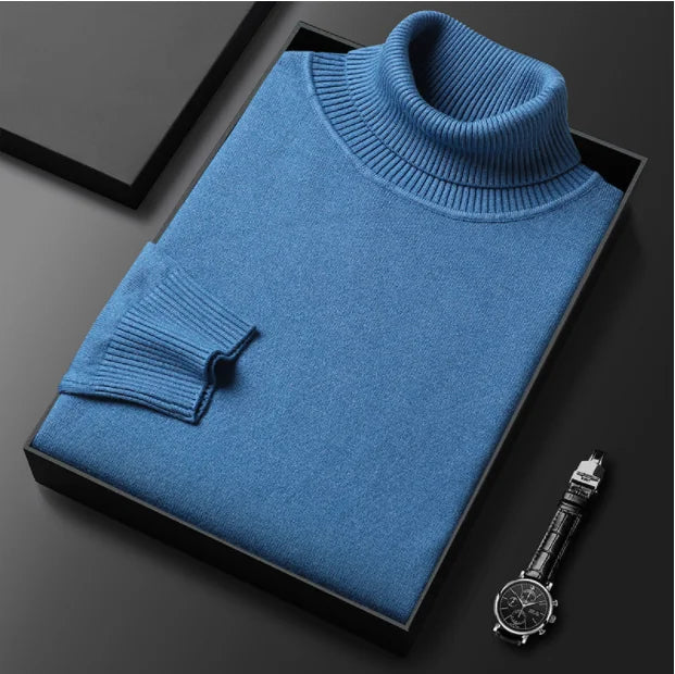 Men's Knitted Roll Neck Jumper for Winter