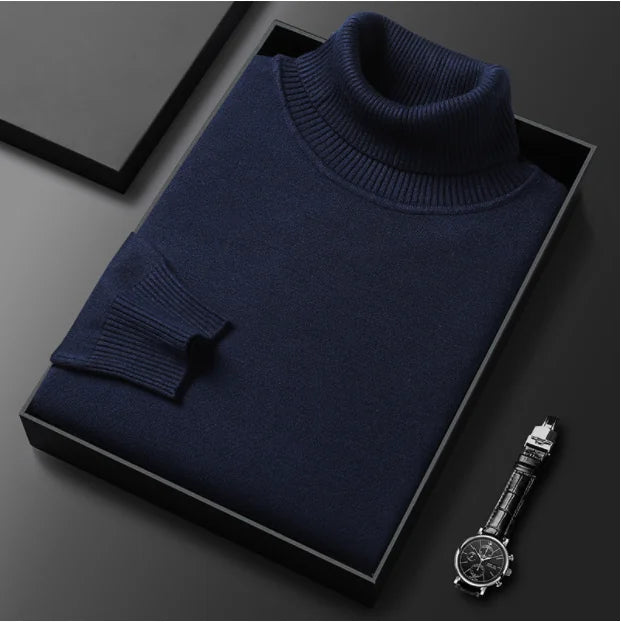 Men's Knitted Roll Neck Jumper for Winter