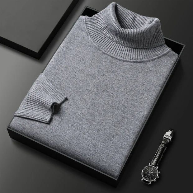 Men's Knitted Roll Neck Jumper for Winter