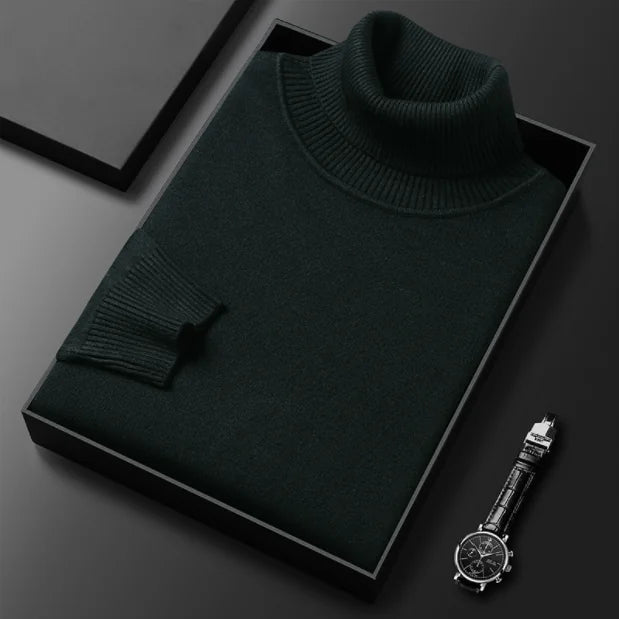 Men's Knitted Roll Neck Jumper for Winter