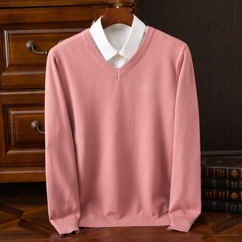 Men's Fine Knit V-Neck Jumper