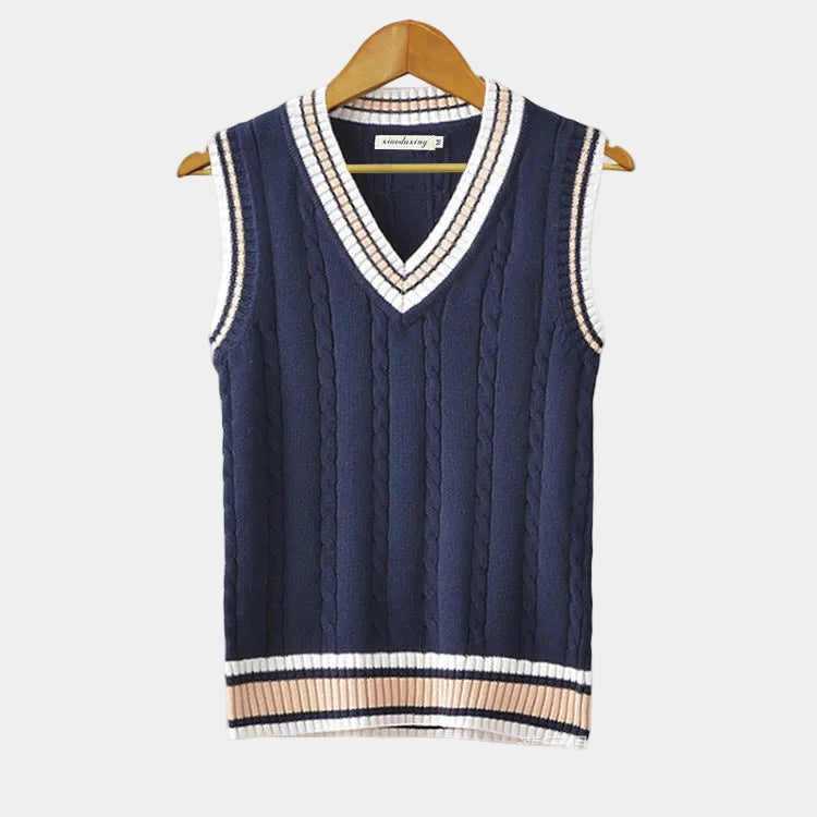 Men's V-Neck Cable Knit Jumper Vest
