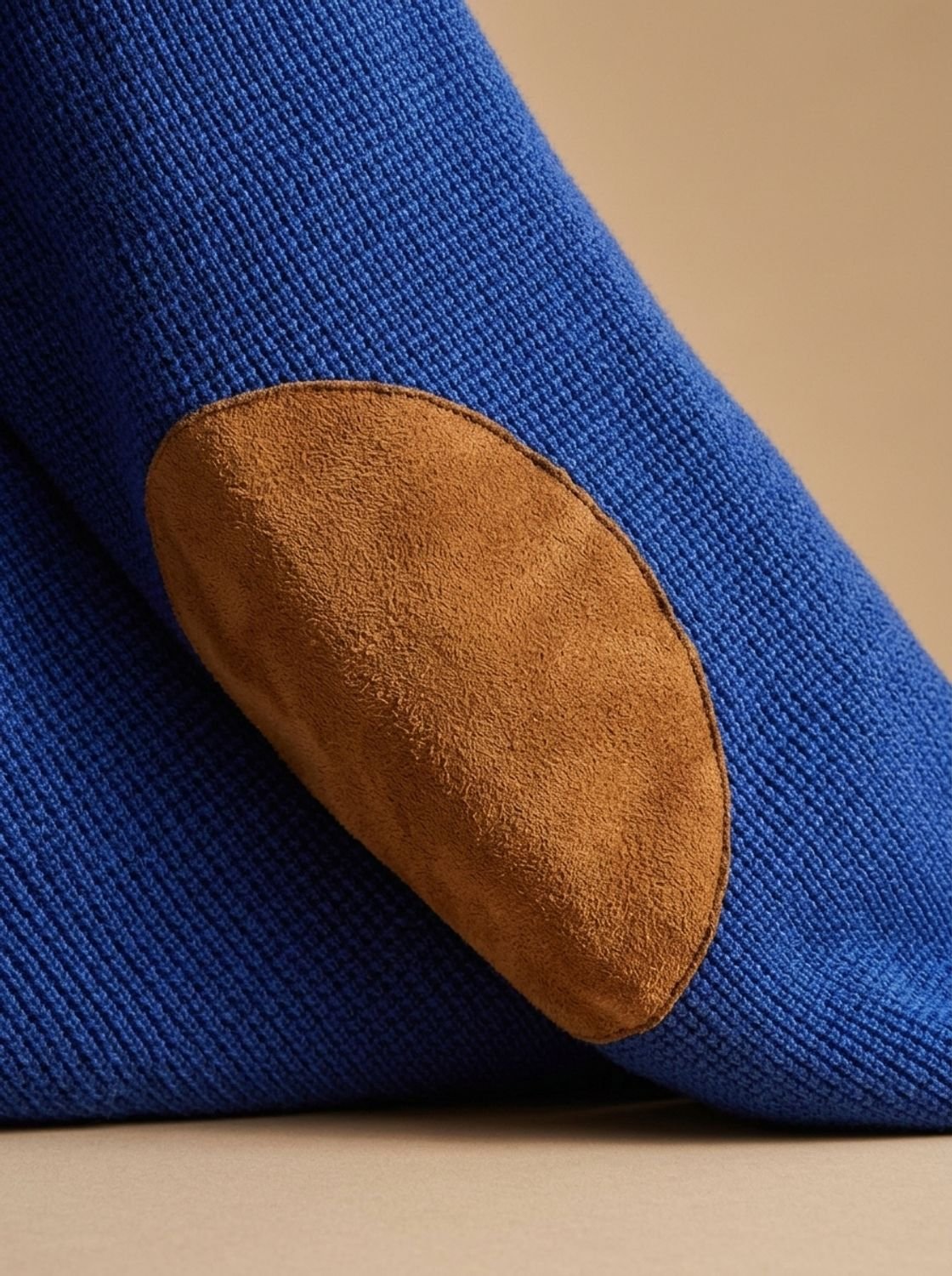 Men's Waffle Knit Button Neck Jumper with Elbow Patches