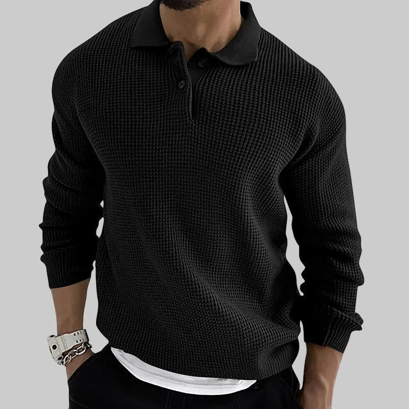 Men's Waffle Knit Polo Jumper