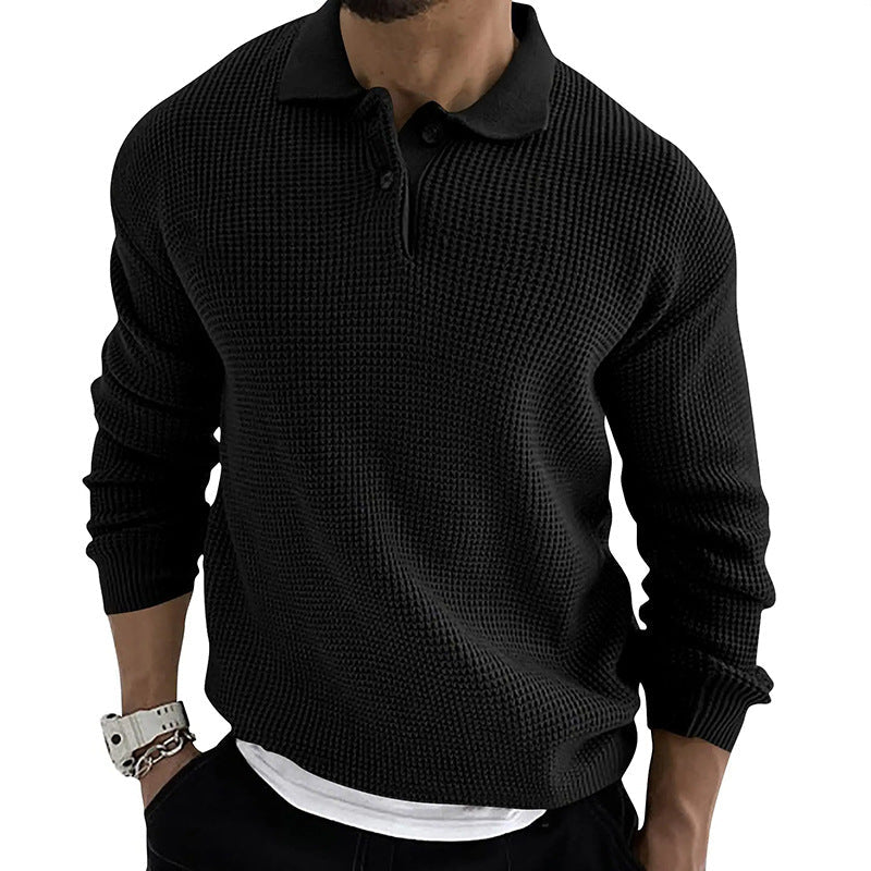 Men's Waffle Knit Polo Jumper