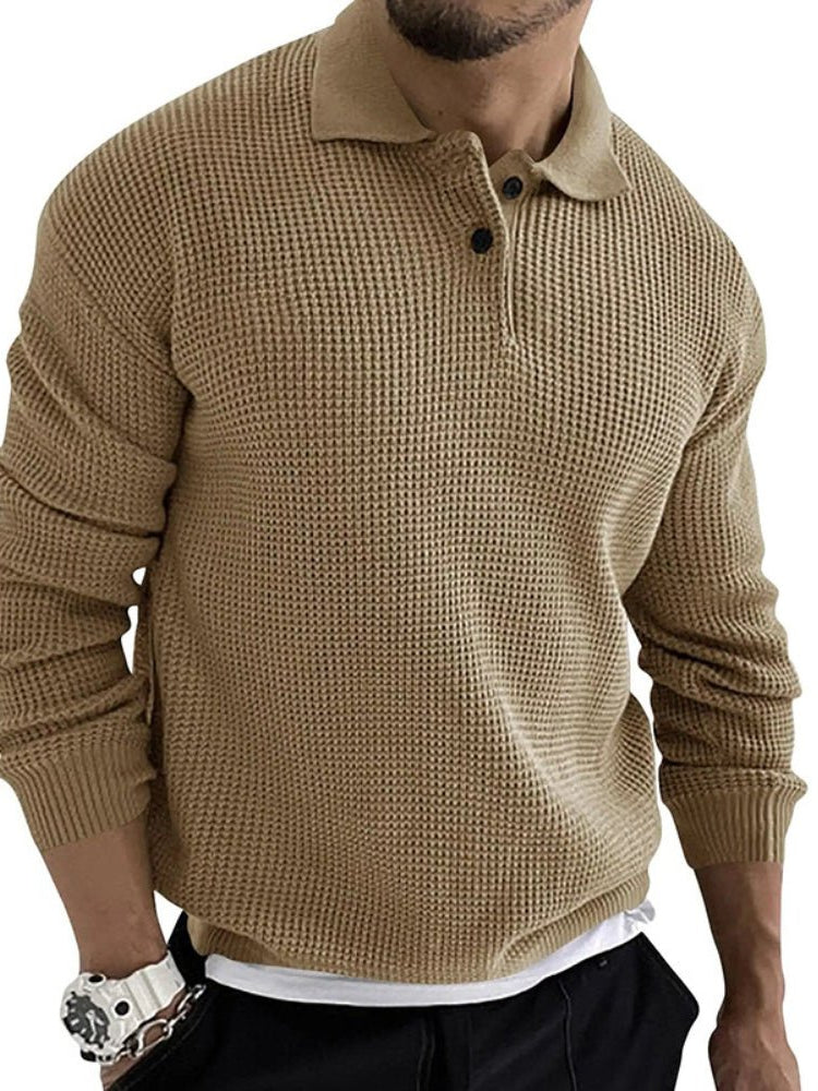 Men's Waffle Knit Polo Jumper