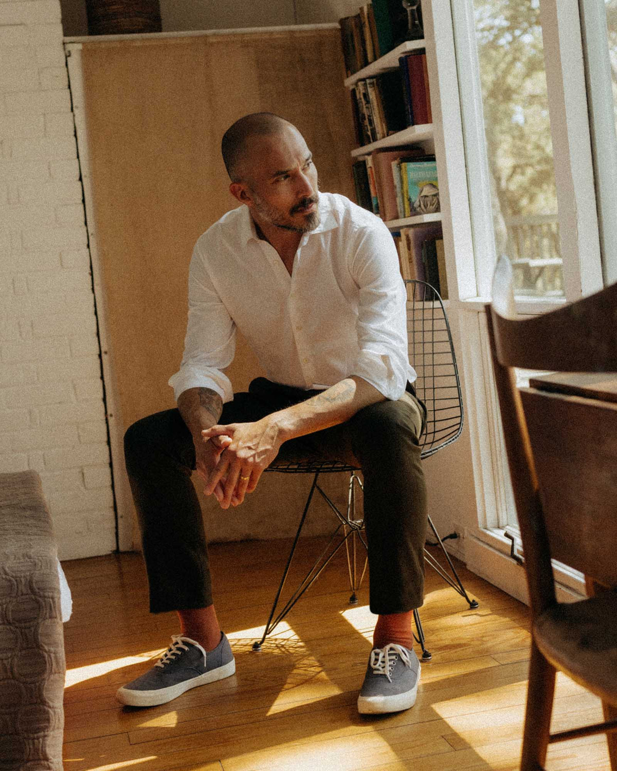 Men's Tailored Wool-Look Trousers with Welt Pockets in Olive
