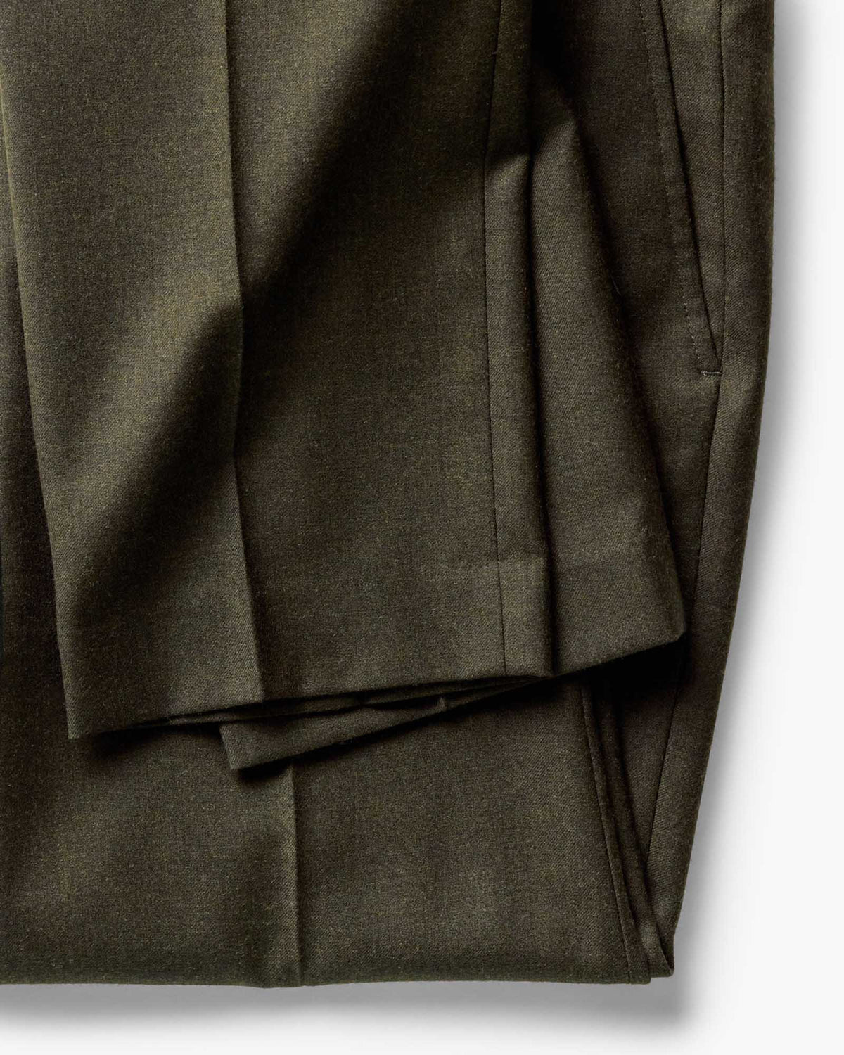 Men's Tailored Wool-Look Trousers with Welt Pockets in Olive