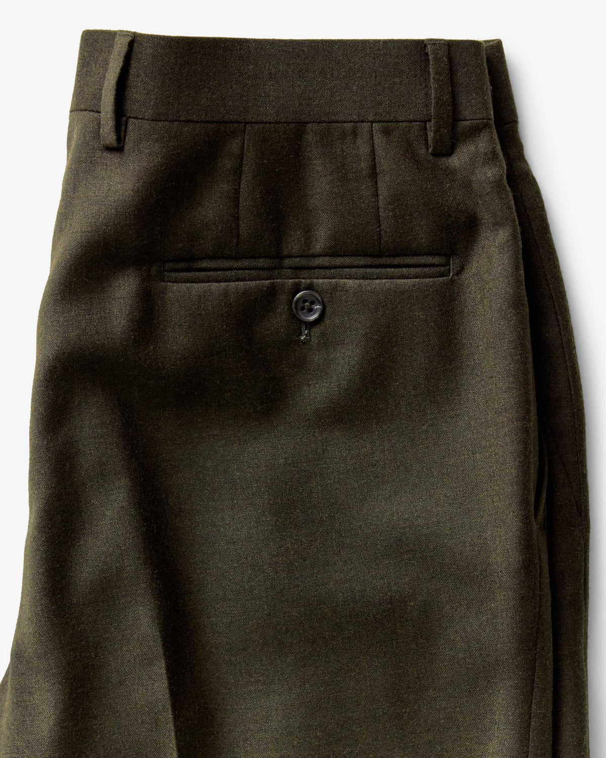 Men's Tailored Wool-Look Trousers with Welt Pockets in Olive